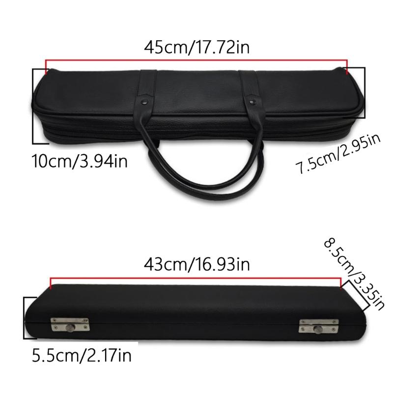 17 Holes Flute Bag Dustproof Flute Carrying Case Padded PU Leather Flute Storage Case Flute Box Flute Protective Handbag