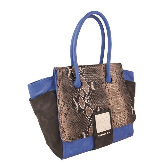 Sac Cabas - Thierry Mugler - Amazone 1 - Bleu Electrique - 100% PU - Zippée
