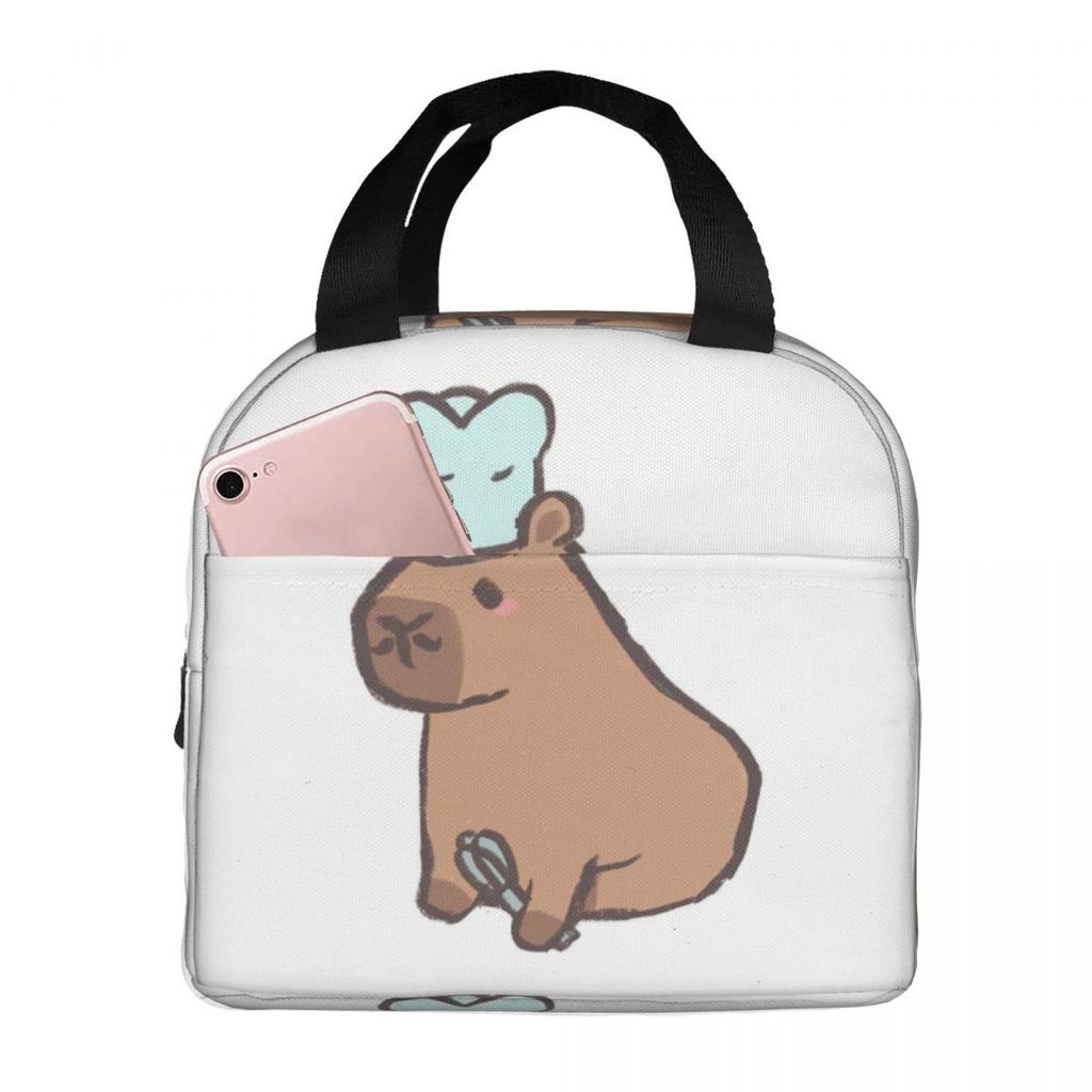 Chef Capybara Insulated Lunch Bag for Women Children Portable Food Boxes Thermal Lunch Box Tote