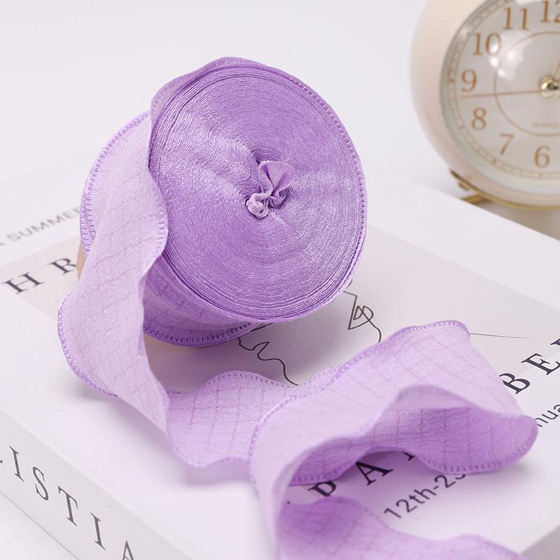 Panglică de In de Calitate Superioară: Volane elastice plisate de 4 cm pentru buchet de Ziua Mamei sau ambalaj cutie tort.