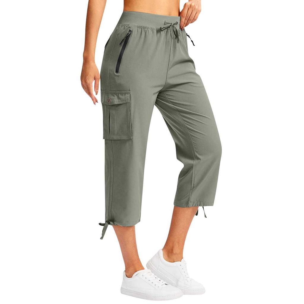 Dames Cargo Capris Met 6 Zakken Lichtgewicht Snel Droog Buiten Reizen Casual Comfortabele Zomerbroek