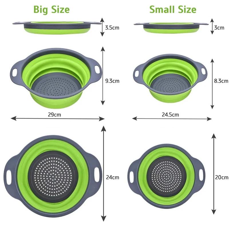 Passoire pliable pour fruits et légumes, panier de lavage, égouttoir à vaisselle, passoire en silicone, égouttoir pliable, ustensiles de cuisine