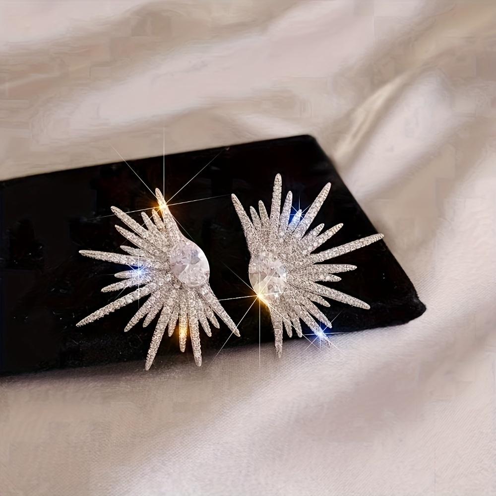 1 Pair Elegant Fashion Shiny Wings Design Stud Earrings for Women, Suitable for Party and Vacation Decoration, Jewelry Gift
