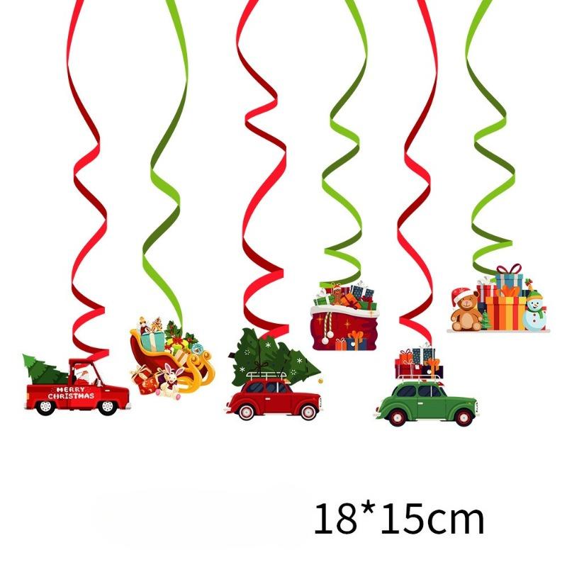 6pcs Christmas Foil Spiral Pendant Ceiling Hanging Garlands Christmas Decoraitons for Home Navidad Decor New Year 2025 Gifts