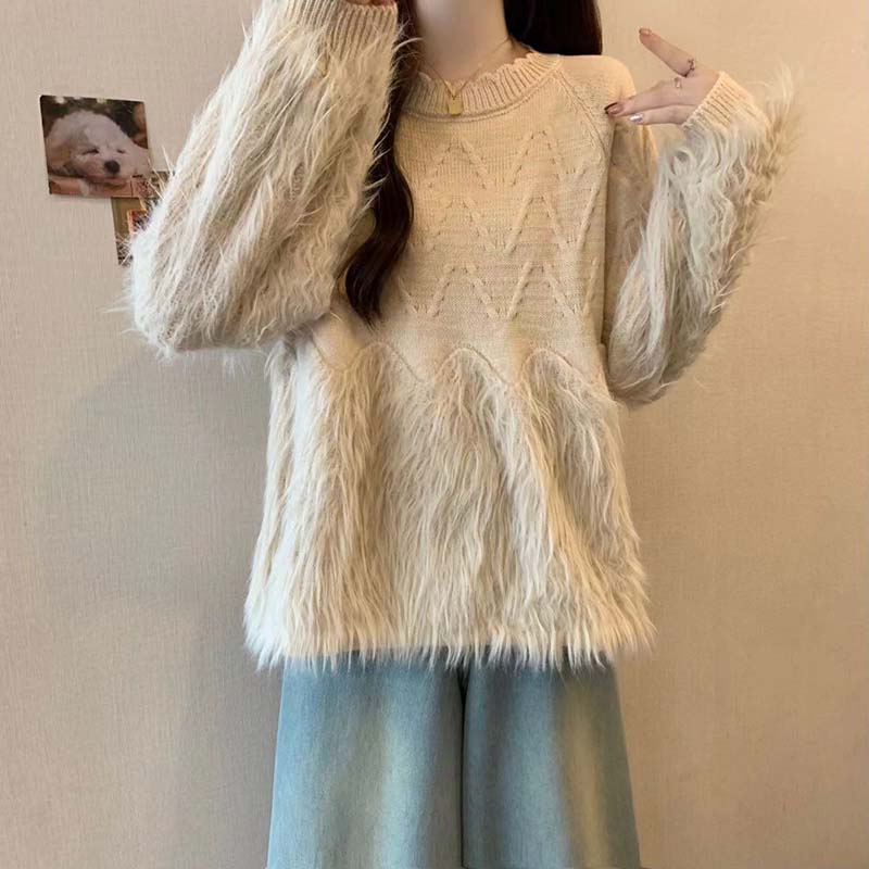 Sweater for Women Autumn Winter Thickened Warm Knitted Stretchy Long Sleeve Tops