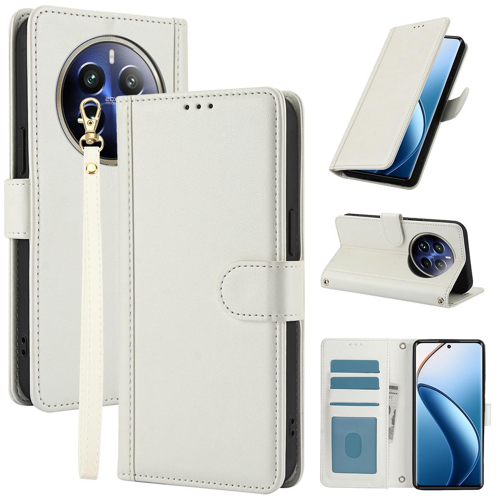 SY-003 For Realme P1 Pro 5G/12 Pro+ 5G/12 Pro 5G Case PU Leather Stand View Phone Wallet Cover with Hand Strap