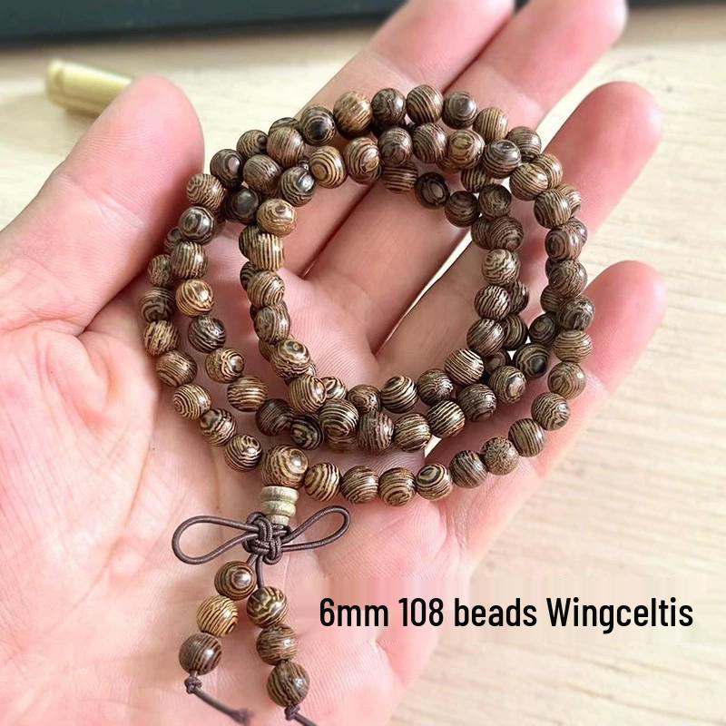 Buddhist Prayer Bracelet - 108 Beads, Multi-strand Sandalwood, Black Rosewood, Wenwan Style Standard