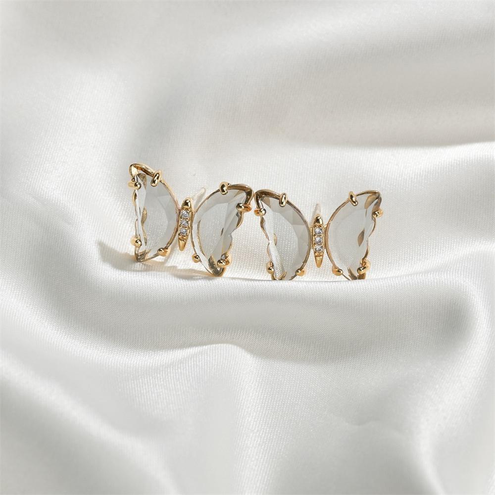 Korean Fashion sweet colored Transparent Butterfly Shaped Crystal Women's Earrings Simple and Elegant Earrings Jewelry Gift