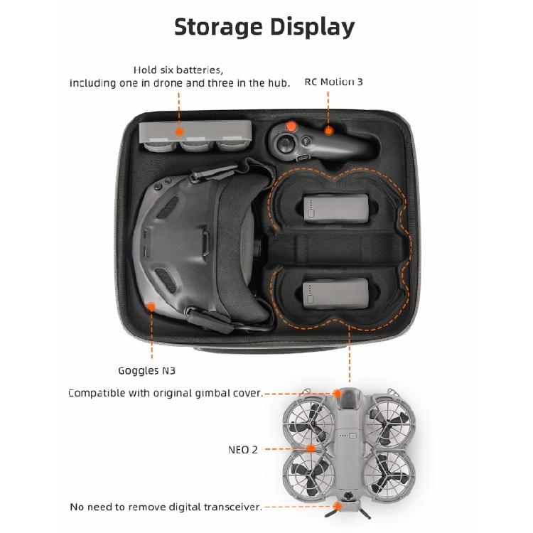 Abrasion Resistant Drones Protective Case Ergonomic Handle Crossbody Strap Customized Compartments For NEO2 Drones