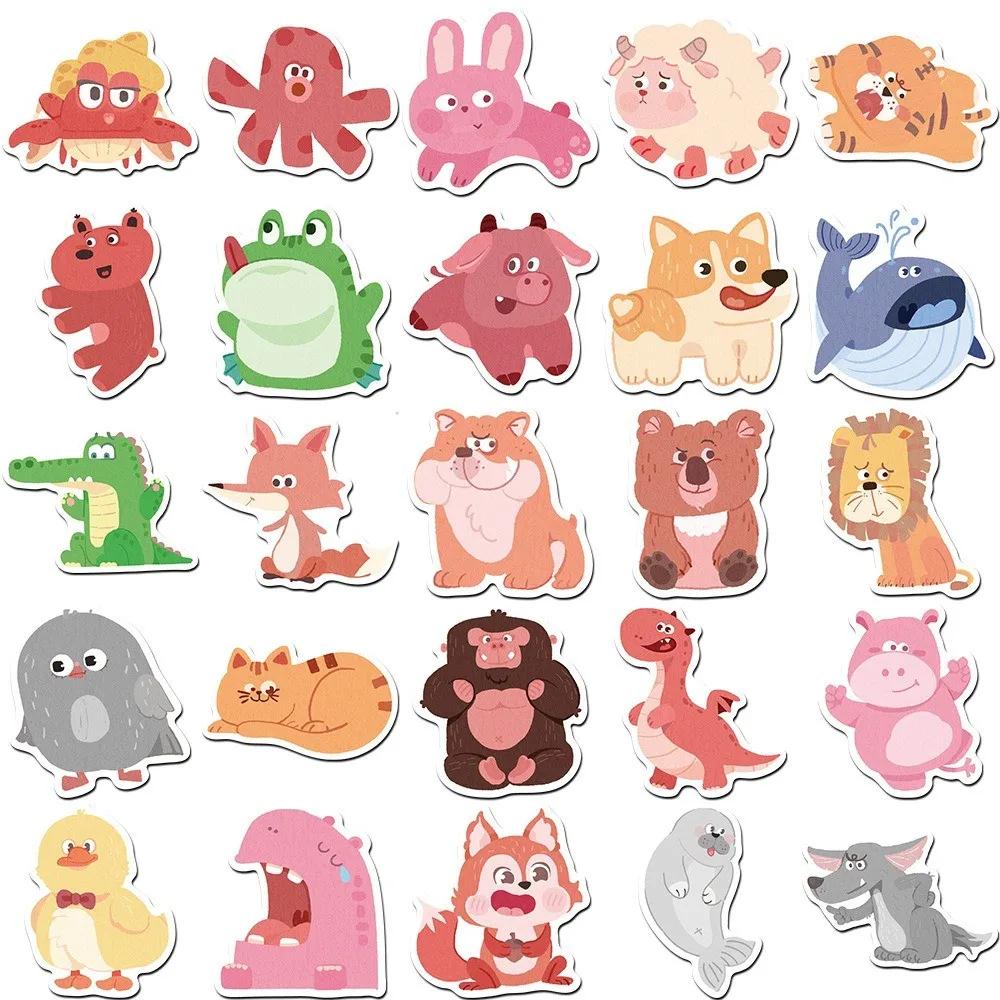 50-Piece Cartoon Small Animal Kindergarten Cute Decor Stickers - Waterproof Decals for Phone Cases, Guitars & Skateboards