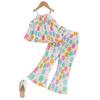 Girls' Fashionable Two-piece Summer Children's Sweet Halter Top + Flared Pants Set