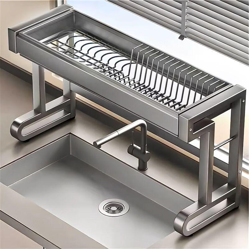 Ret retractable Carbon Steel Over-Sink Dish Rack & Organizer