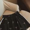 Women's Elastic Waist Lace Bowknot Print Summer Casual Wide Leg Shorts