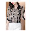 Three-quarter Sleeve Printed Chiffon Shirt for Women Summer New Style Mid-sleeve Shirt for Women with Age-reducing Style and Style