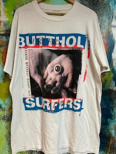 BUTTHOLE SURFERS band rock Short Sleeve White Cotton T Shirt  Unisex T-Shirt S