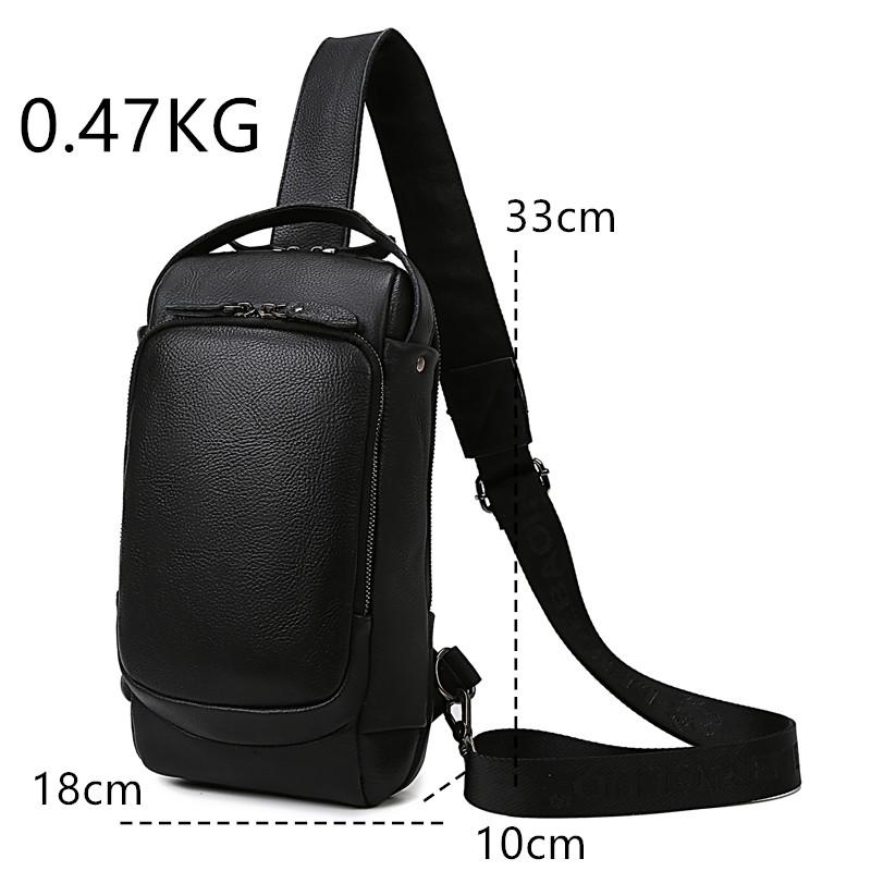 Men's Chest Bag 100% Genuine Leather Crossbody Shoulder Bags Multifunction Travel Cow Leather Outdoor Messenger Pack Fashion