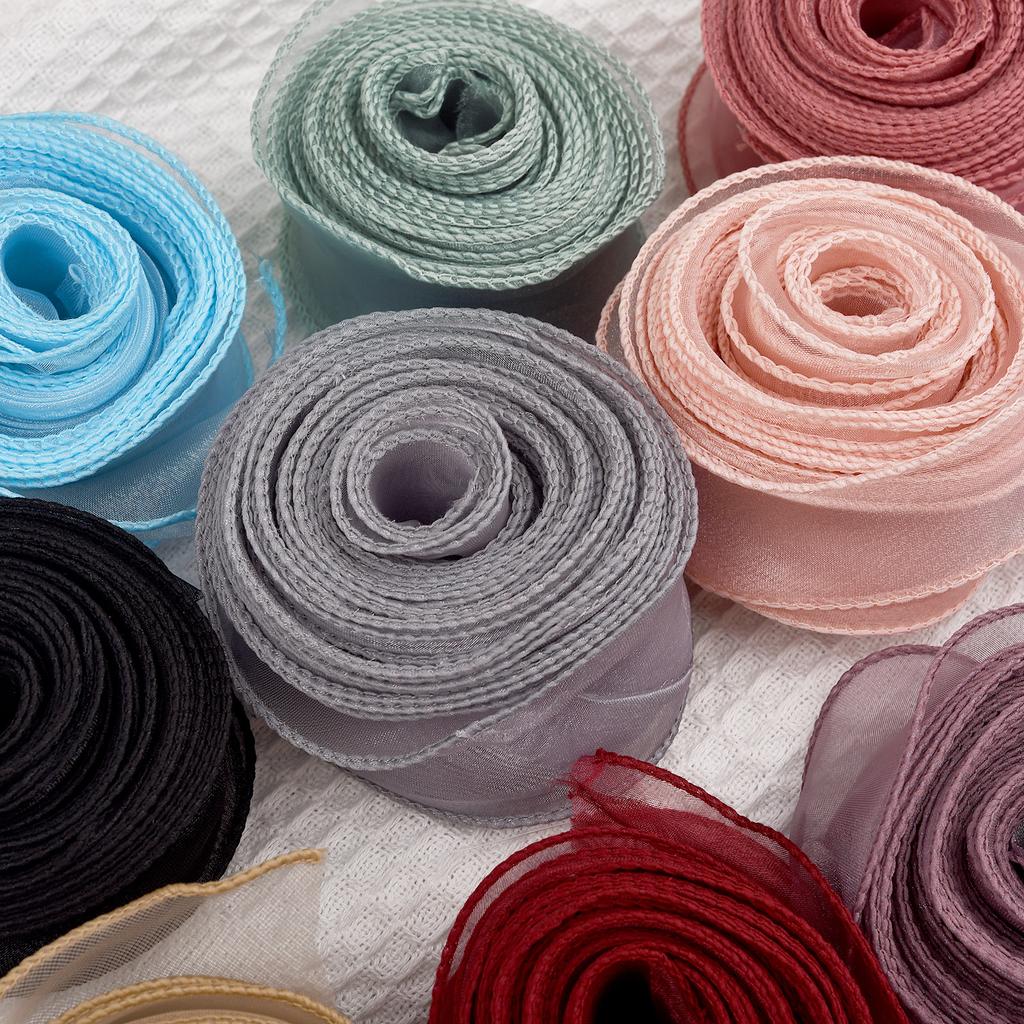 2,2 m oder 10 m/Rolle Chiffonseidenband Organza Satin für DIY Basteln Geschenkverpackung Dekoration Hochzeitssträuße Kranz Nähzubehör