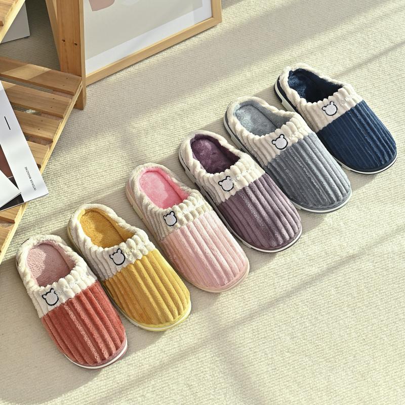 Cotton slippers couple spring and autumn winter home use indoor non-slip home ladies warm winter plush men