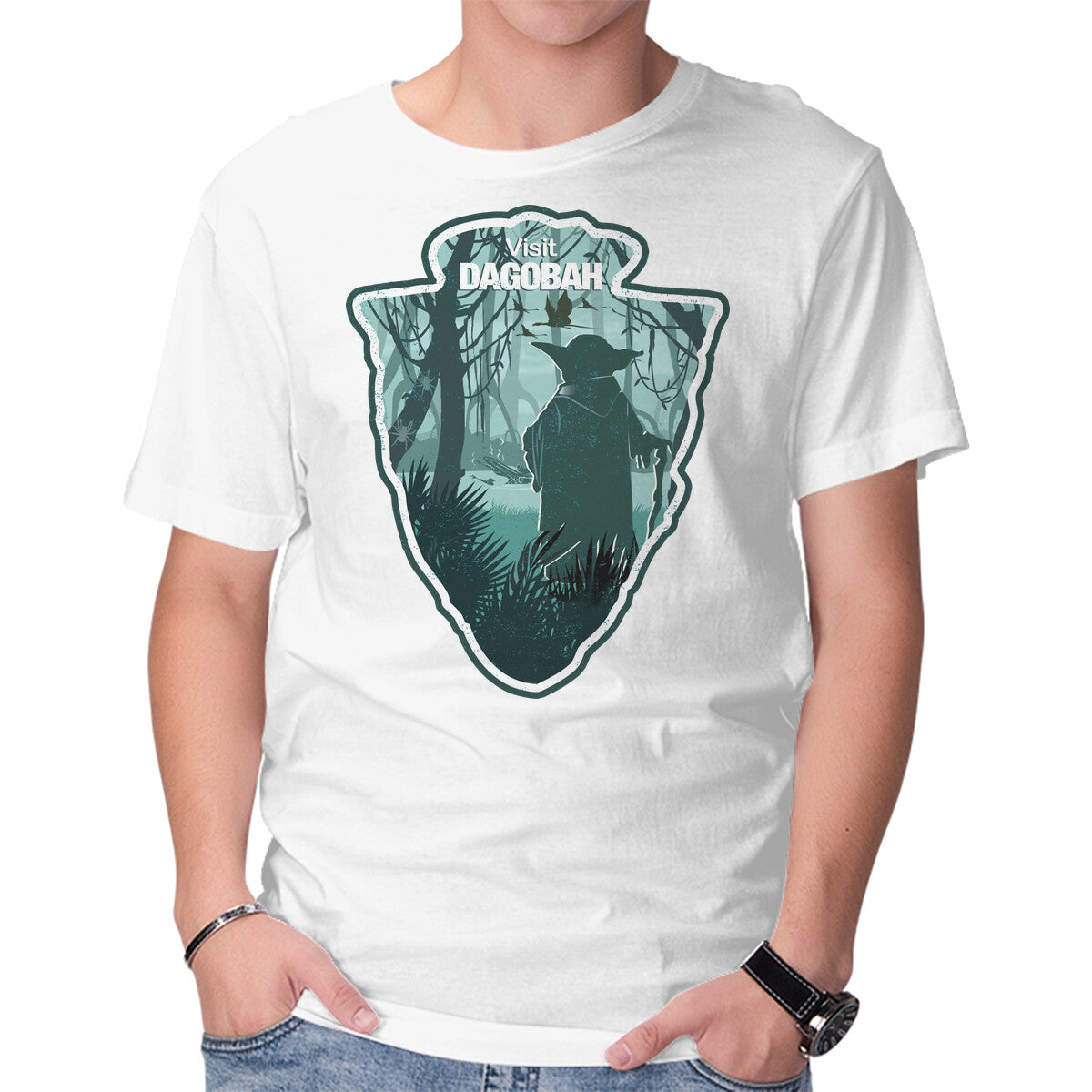 Unisex Crew Neck T-Shirt Visit Dagobah Graphic Short Sleeve Casual Tee S
