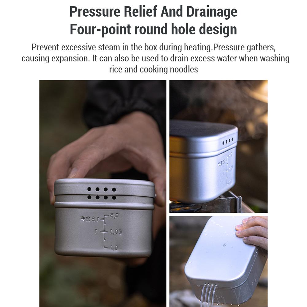 Camping Lunch Box Folding Handle Aluminum Camping Bento Container Camping Picnic Cookware 650ml