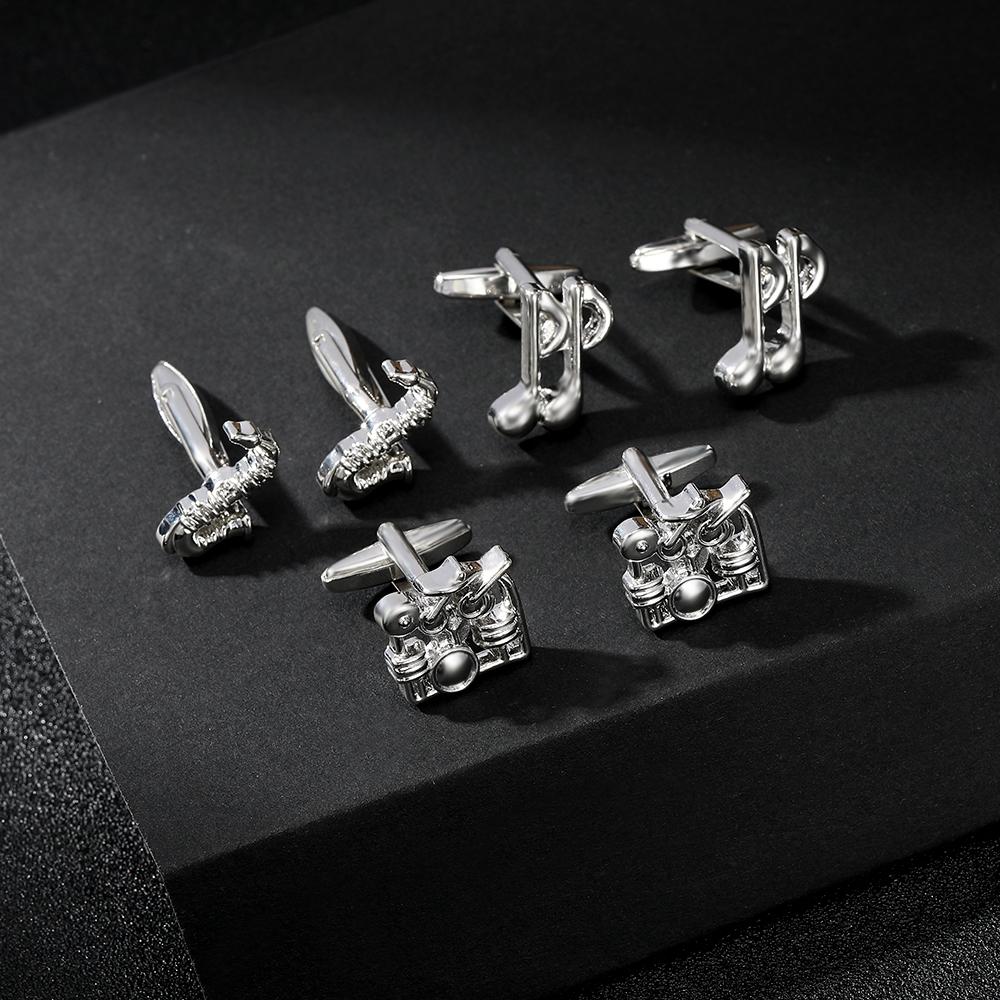 Musical Instrument Collection Cufflinks Tuba Jazz Drum Guitar Bass Saxophone Piano Cuff Links Musician Gift