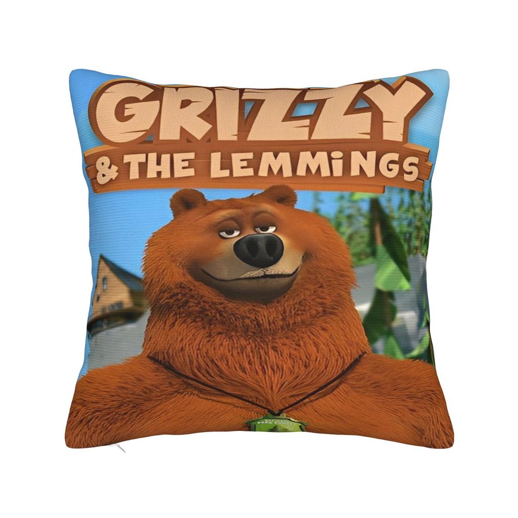 Federa Cuscino Stampata Grizzy e i Lemming Copricuscino Coperta Cuscino Caldo Arredamento Casa Quadrata Varie Misure