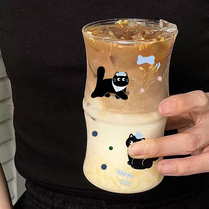 

Милая стеклянная бутылка для чая с пандой из Китая, креативная, одинарная, прозрачная, чашка для кофе, сока, чашка для завтрака с молоком с пандой, стеклянная посуда для питья 401-500ml