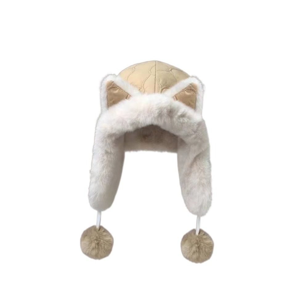 Keep Warm Plush Beanie Hat Thickened Ear Protection Hat Casual Cat Ear Pullover Hat  Winter Autumn