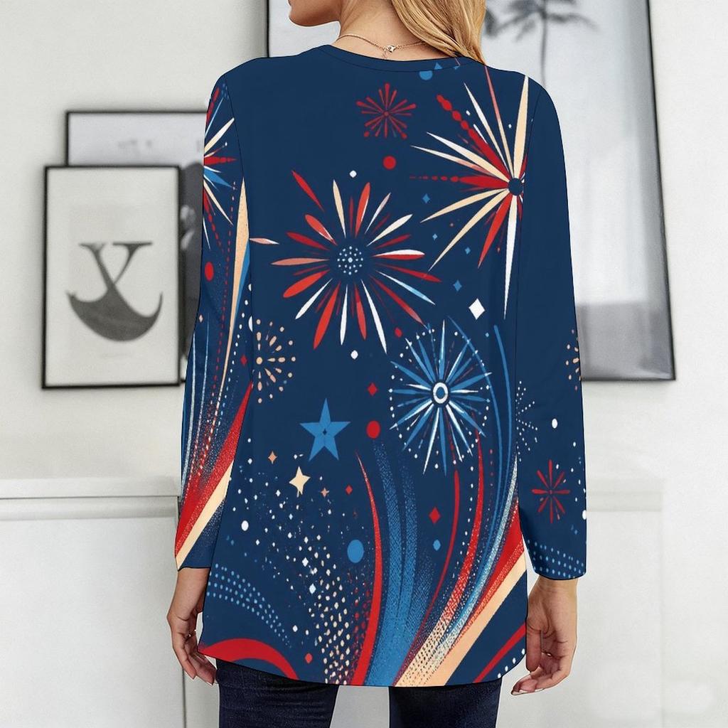 Womens Plus Size Long Sleeve Pocket Tee Loose Casual Soft Daily Wear Top