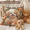 Bichon Frise Pillow Covers 18x18 inches, Vintage Floral Dog Throw Pillow Covers, Gifts for Dog Lover, Farmhouse Botanical Style Decorative