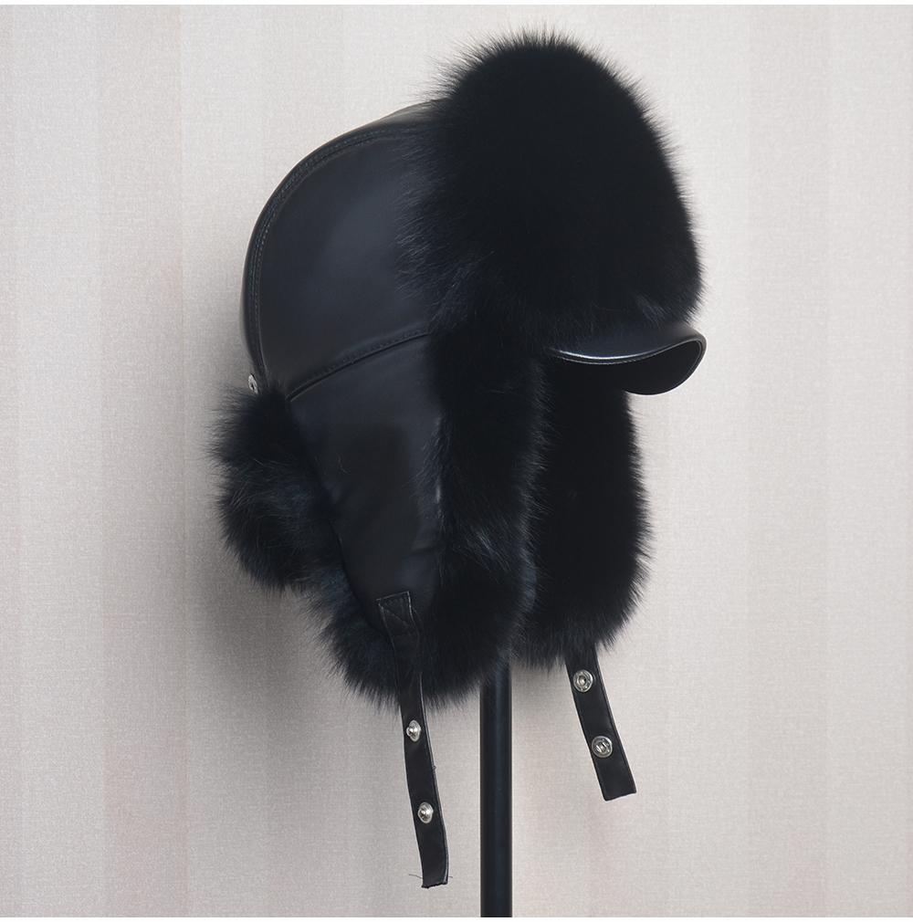 Hot High-end Luxury Fur Hat Men's Fox Fur Hat Lei Feng Cap Ear Cap Fur Necessary Hat Real Fur Hat 100% Sheepskin Top Fox Hat