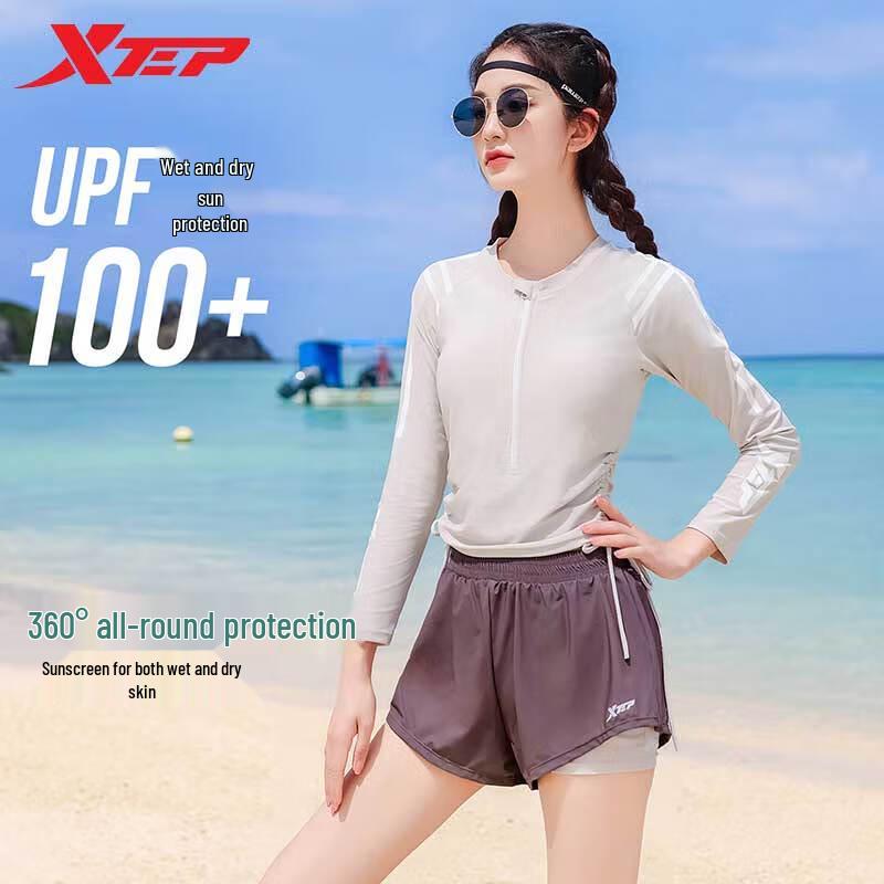Xtep Women s Conservative Long Sleeve Split Swimsuit L