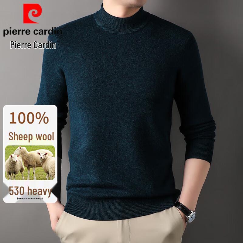 Pierre Cardin Men's Thickened 100% Pure Wool Mock Neck Knit Sweater