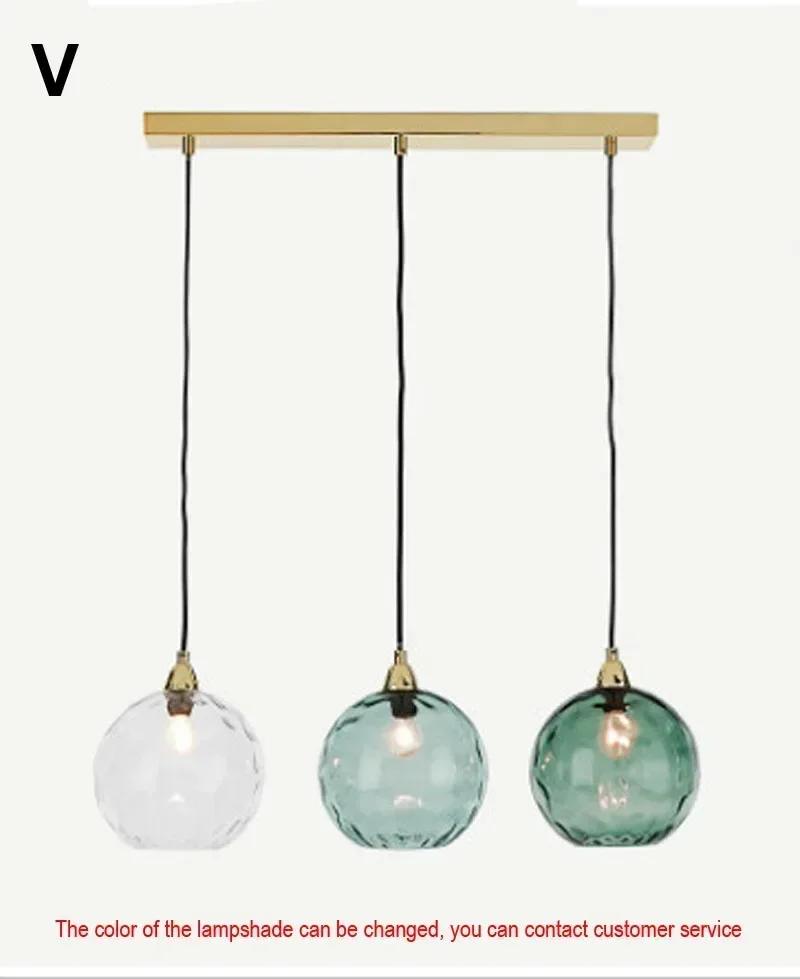 Nordic Luxury Colorful Glass Pendant Light Modern Living Room LED Chandelier Classical Glass Lampshade Home Decoration Gloss
