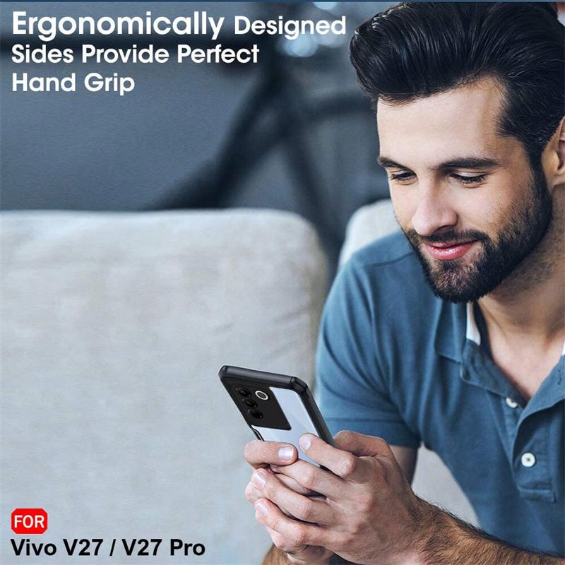 For Vivo V27e V 27e V2237 Case Soft Silicone Edge Hard Back Cover Anti-fall Shockproof Phone Case