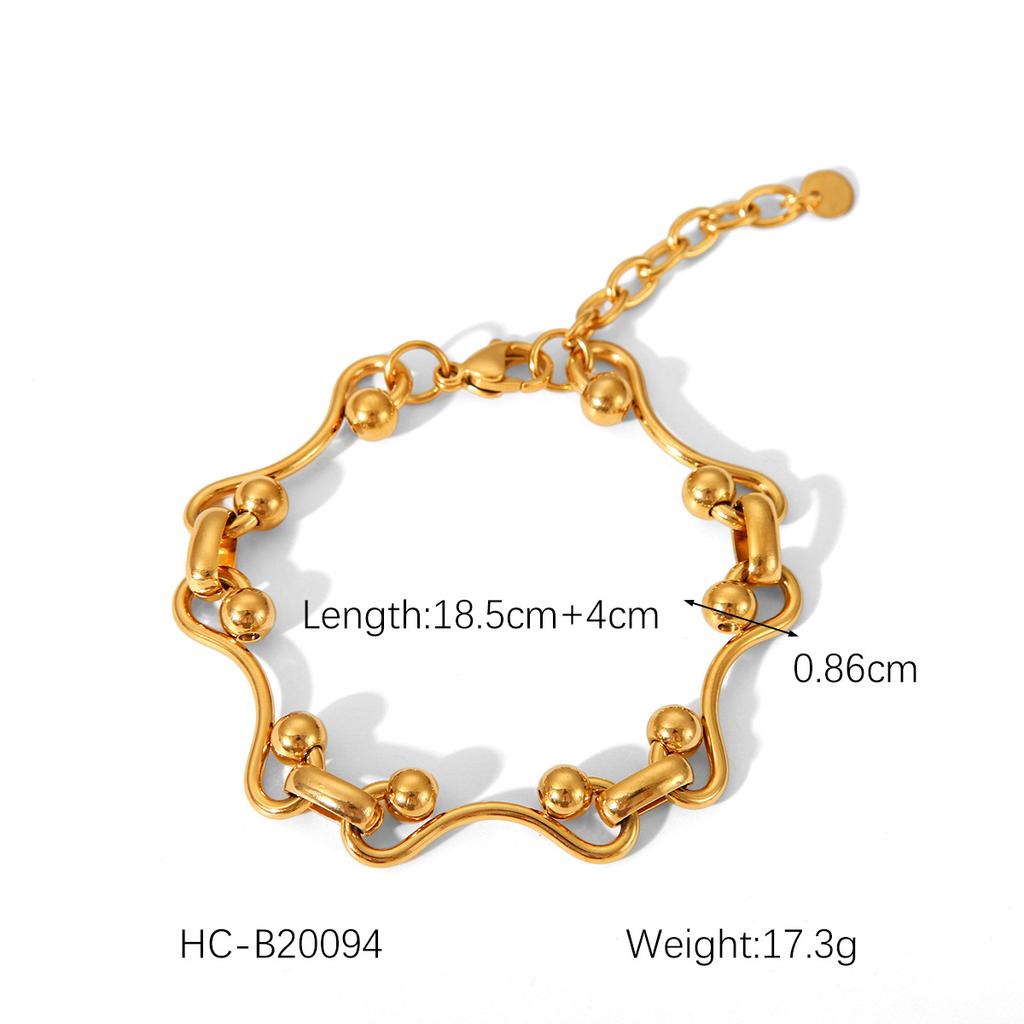 18K Vergoldeter Schmuck Edelstahl Armband Damen INS Wind Perlenkette Handgefertigter Kettenschmuck