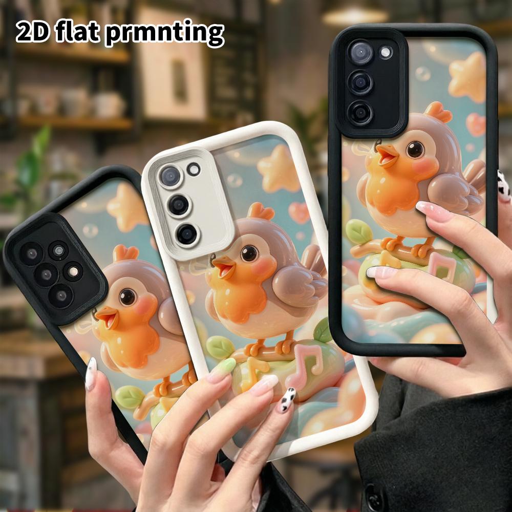 Phone case: 2D flat design suitable for Samsung Galaxy A34 A35 M05 M06 S20 S22 S21 FE Plus 5G protective case, singing little bird, perfect Christmas 