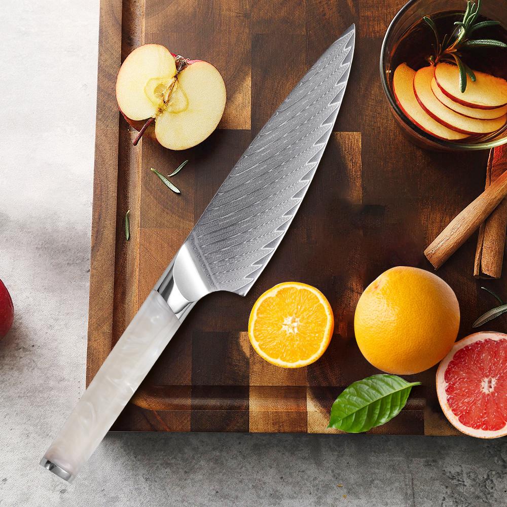 

F.YOUNG 5.5 универсальный нож дамасская сталь японский поварской нож нарезка овощей мясо фрукты профессиональные кухонные ножи инструменты для готовки 5.5 inch