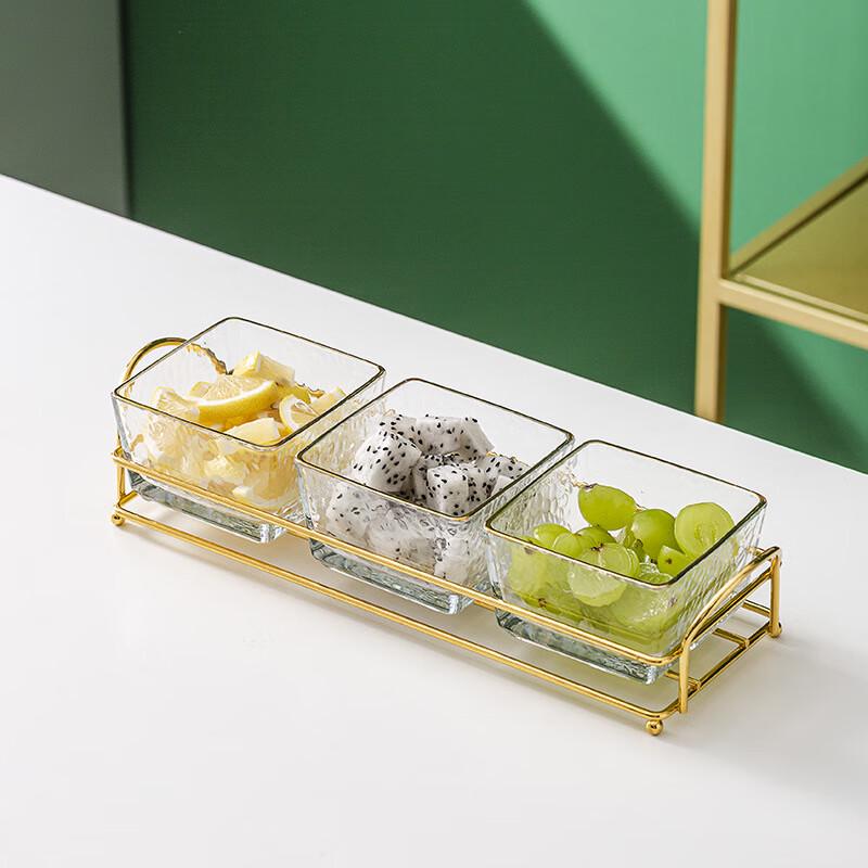 Divided Glass Serving Platter with Stand 1 Set