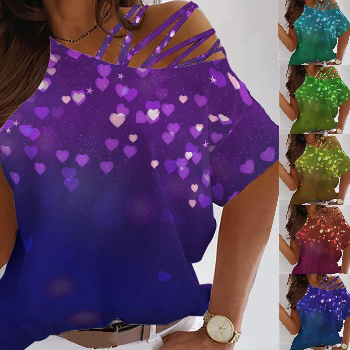 

2023 Лето Новая мода Женская футболка с коротким рукавом V-образный вырез Шнуровка Повседневный плюс Размер S-XXL