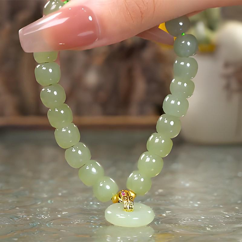 Ping An Double Happiness Buckle Bracelet: Chinese Style, Retro, Simple Elegant Women's Hand Jewelry.