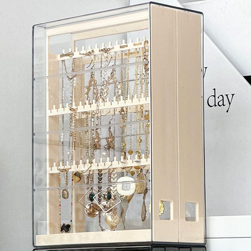 Portable Jewelry Storage Box Earring Display Stand Plastic Organizing Boxes Necklace Ring Organizer Women Jewellery Holder Gift