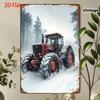 2D Flat - [2D Flat Printing] 1pc Snow Tractor Forest Pattern Aluminum Sign, Frosty Snow Flying Vintage Texture, Suitable for Garage, Office, Leisure A
