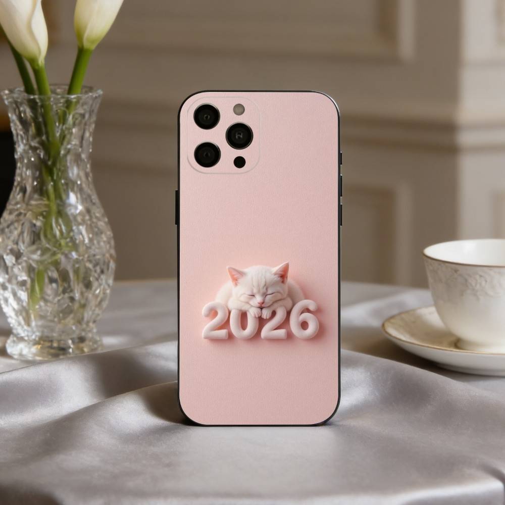 2026 New Year's Art Phone Case For iPhone 17,16,15,14,13,12,11 Plus,Pro Max,XS,Soft Silicone Black Cover