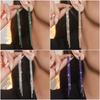 Temperament Luxury Hole Green Rhinestone Earrings Women's Versatile Chain Long Three-Row Fringed Diamond Earrings Earrings