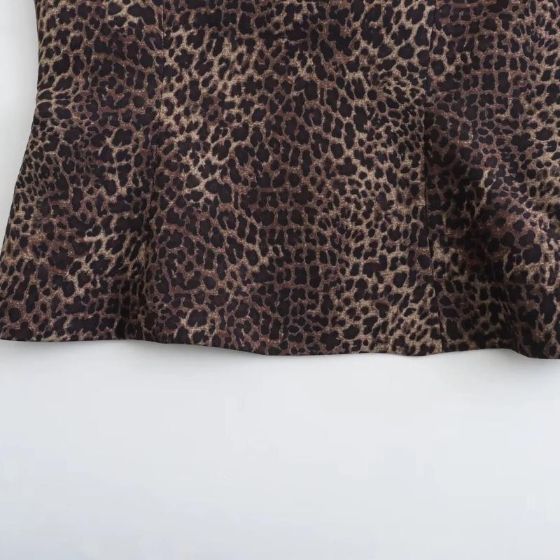 Leopard Print Elegant Streetwear Camis Female Off Shoulder Sleeveless Retro Short Vest Women Sexy Backless Sling Tank Top New