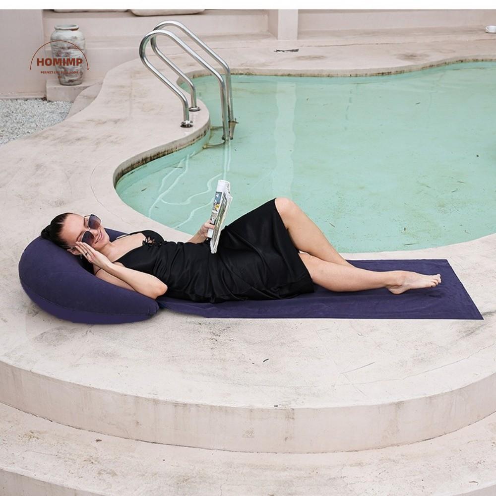Beach Chair PVC Inflatable Beach Mat Portable Design Foldable Beach Sleeping Mat Convenient Moisture Proof Grass Cushion Travel