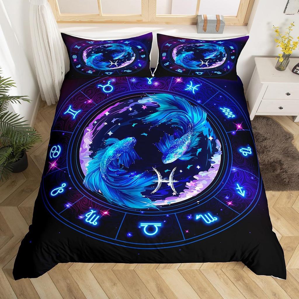Constellation Taurus Three-Piece Quilt Cover 3D Digital Printing Bedding Set Bed Cover