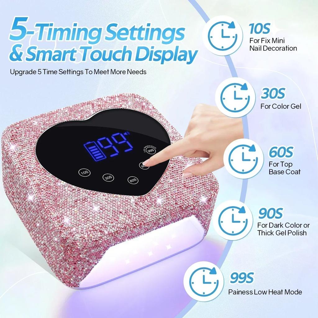 72W Cordless UV Nail Lamp Rechargeable 30 LEDs Nail Dryer UV Light Cabin Professional Nail Art Manicure Tools for Home and Salon