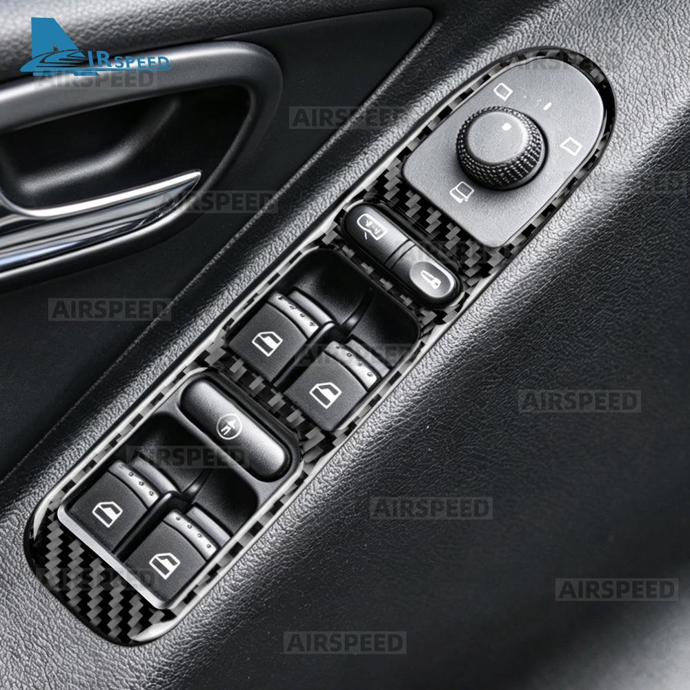 Real Soft Carbon Fiber Sticker Car Window Switch Frame For Seat Leon MK1 1M 1999 2000 2001 2002 2003 2004 Trim Accessories